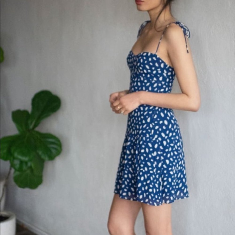 Reformation Othello Moray Blue Mini Dress